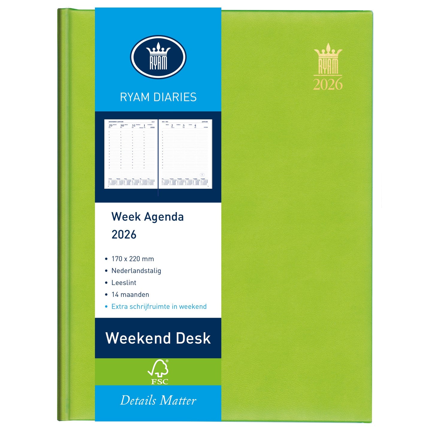 Ryam - Agenda 2027 weekend desk lazio 7d/2p assorti