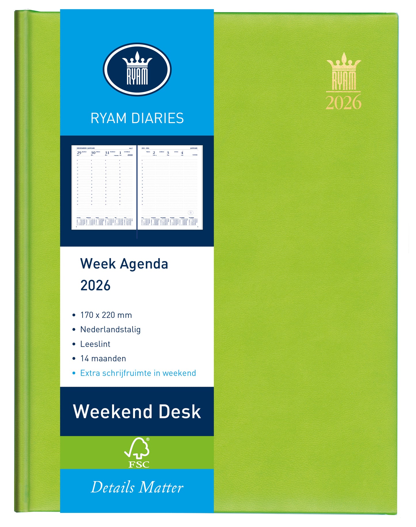 Ryam - Agenda 2026 bureau week-end lazio 7j/2p assortis