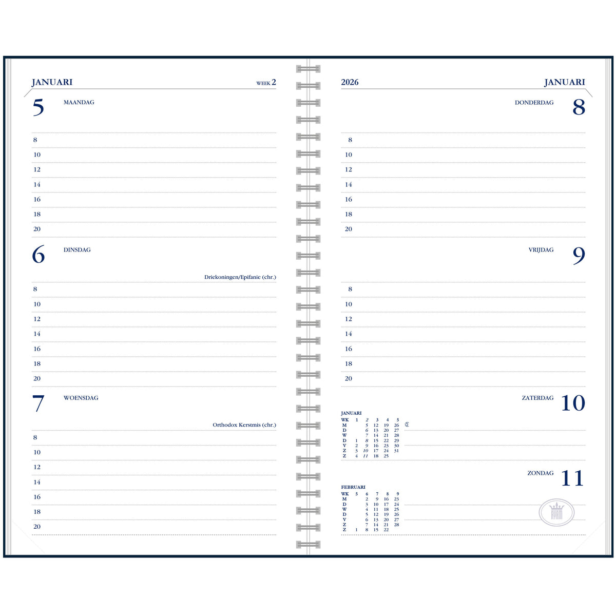 Ryam - Agenda remplissage 2026 Plan mémo 7 7 jours/2 pages blanc