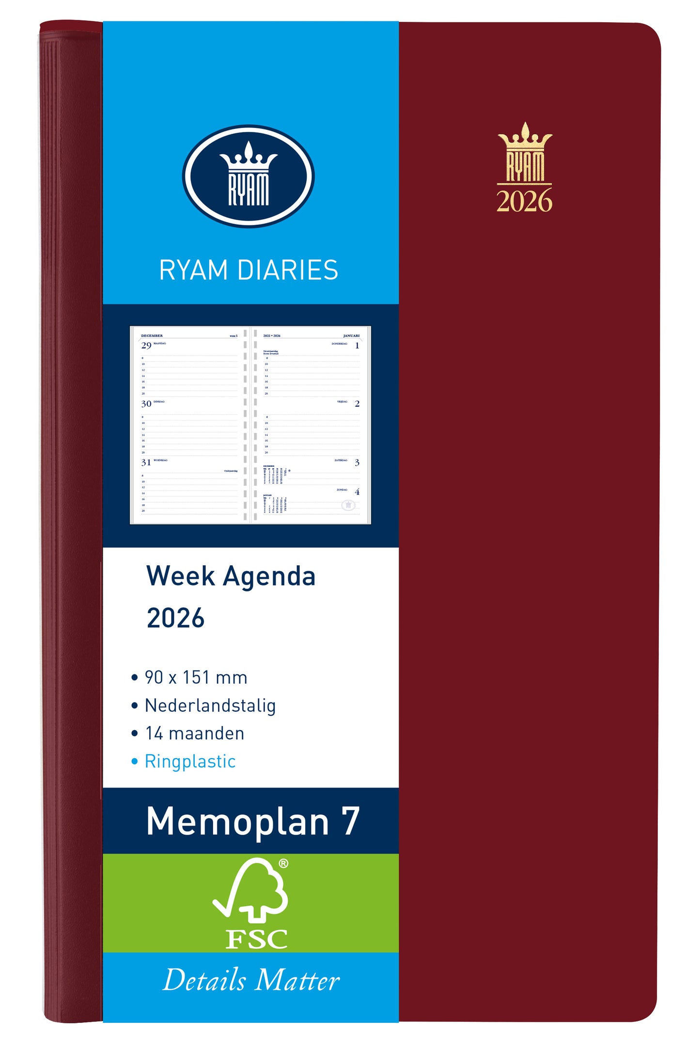 Ryam – Agenda 2026 Memoplan 7 Suprema 7d/2p Bordeaux