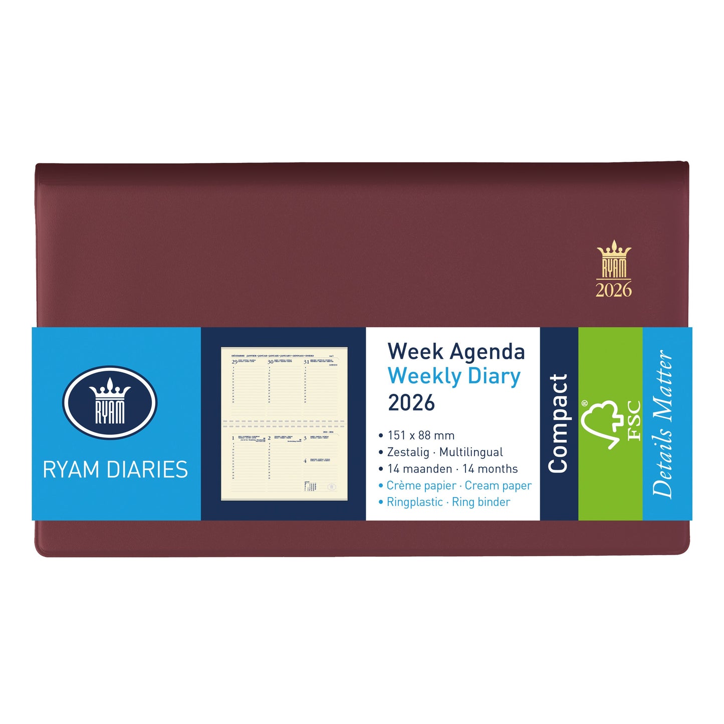Ryam - Agenda 2026 compact suprema 7j/2p bordeaux
