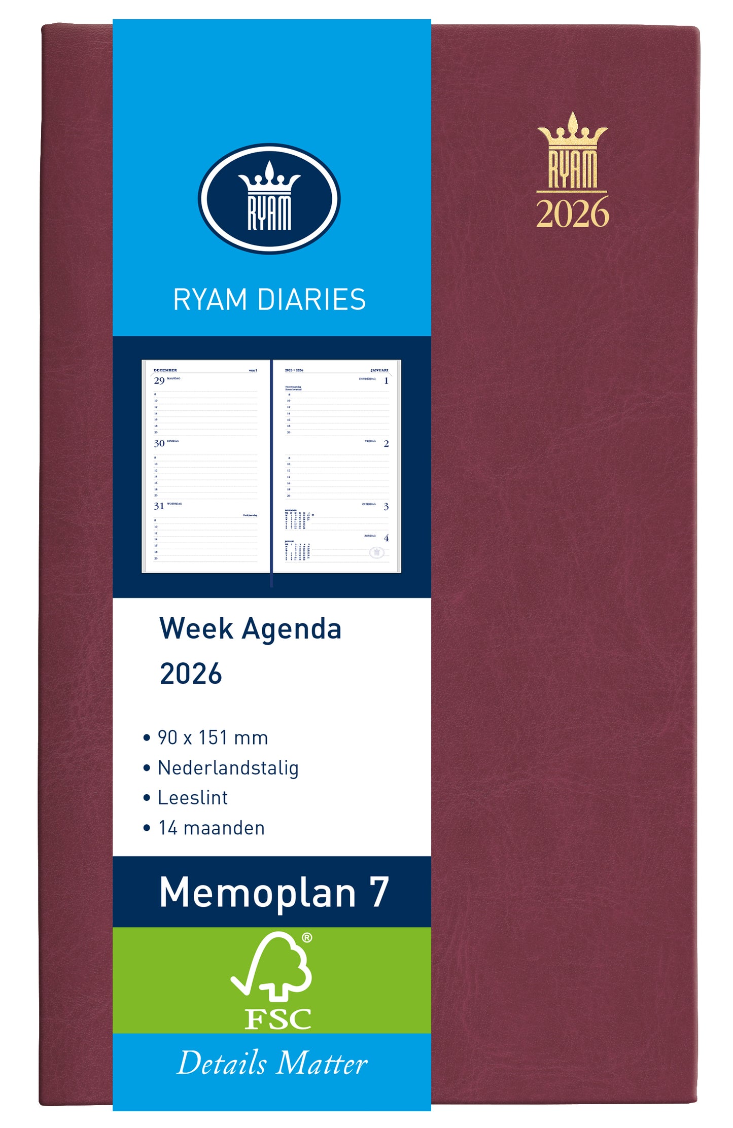Ryam – Agenda 2026 Memoplan 7 Mundior 7d/2p Bordeaux