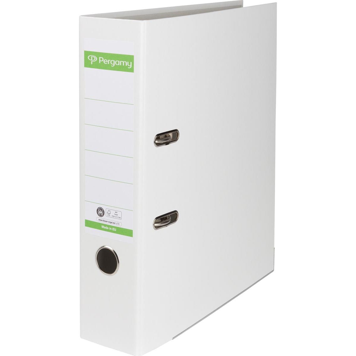 Pergamy - classeur, pour ft A4, en papier Recycolor, dos de 8 cm, blanc