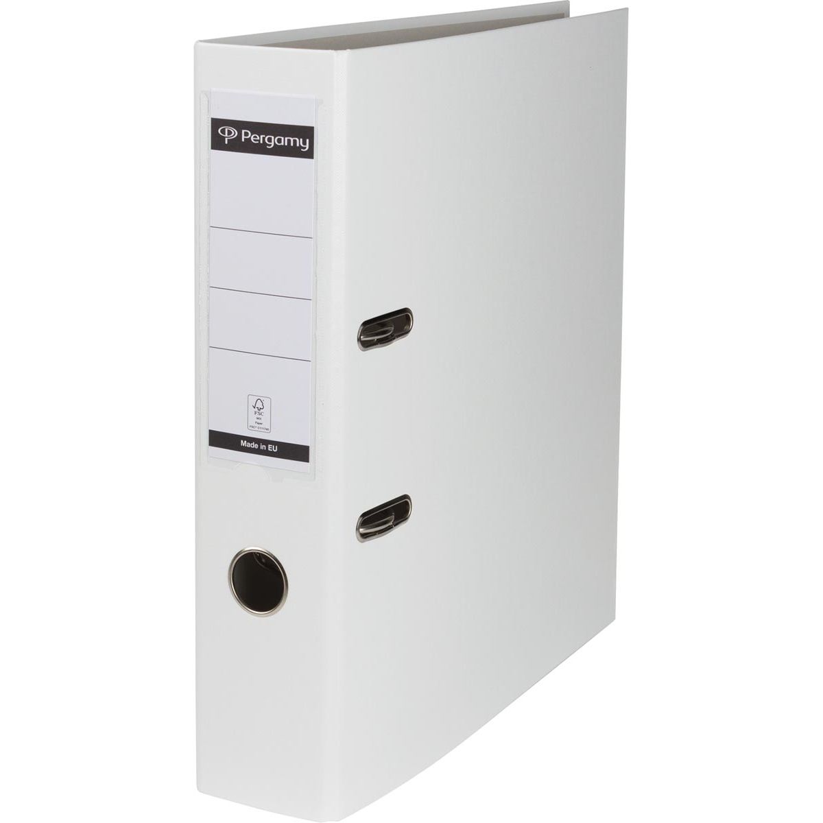 Pergamy - classeur, pour pieds A4, en PP et papier, sans bord de protection, dos de 7,5 cm, blanc