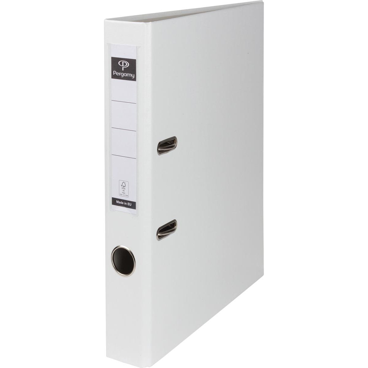 Pergamy - classeur, pour pieds A4, en PP et papier, sans bord de protection, dos de 5 cm, blanc