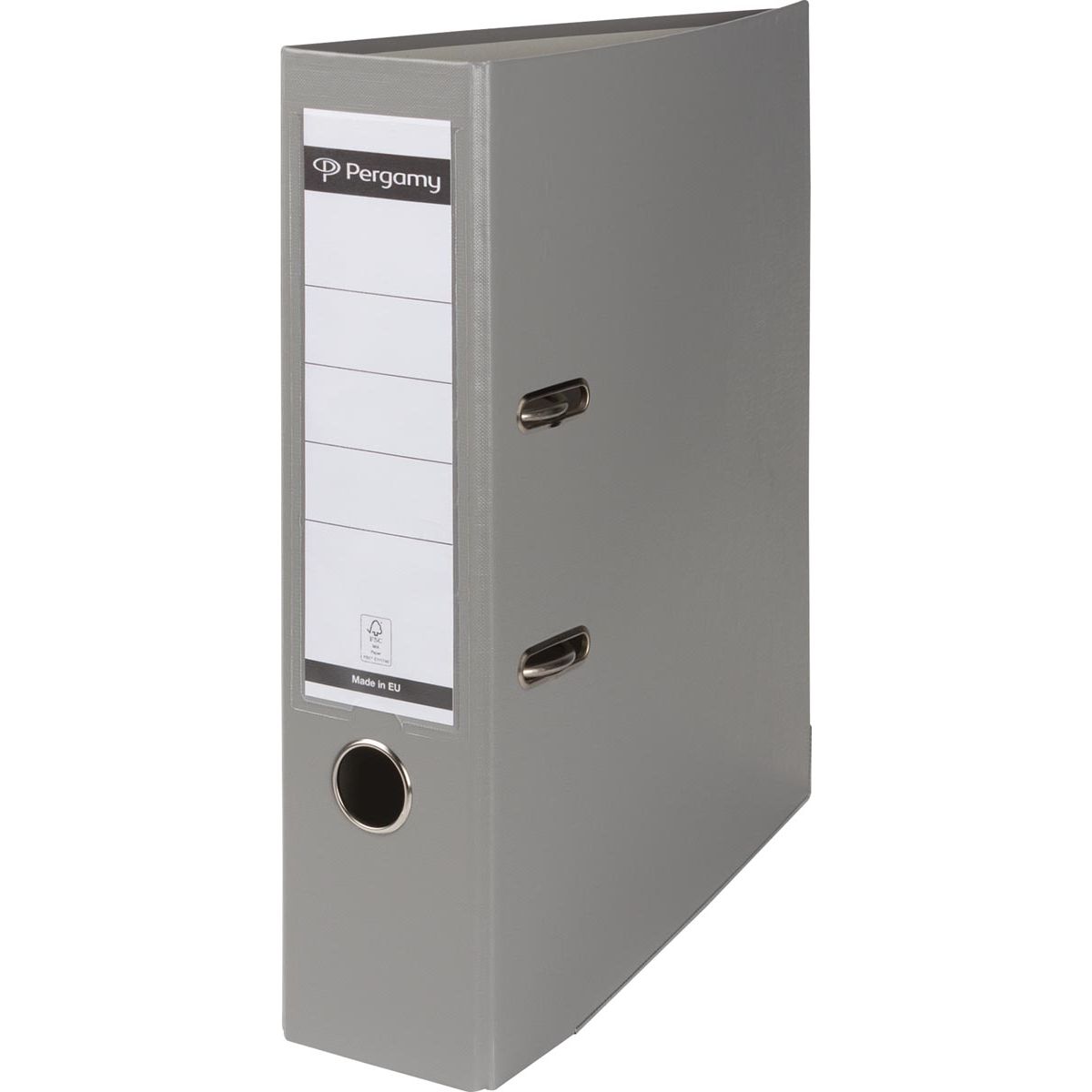 Pergamy - classeur, pour ft A4, en PP et papier, avec bord de protection, dos de 8 cm, gris