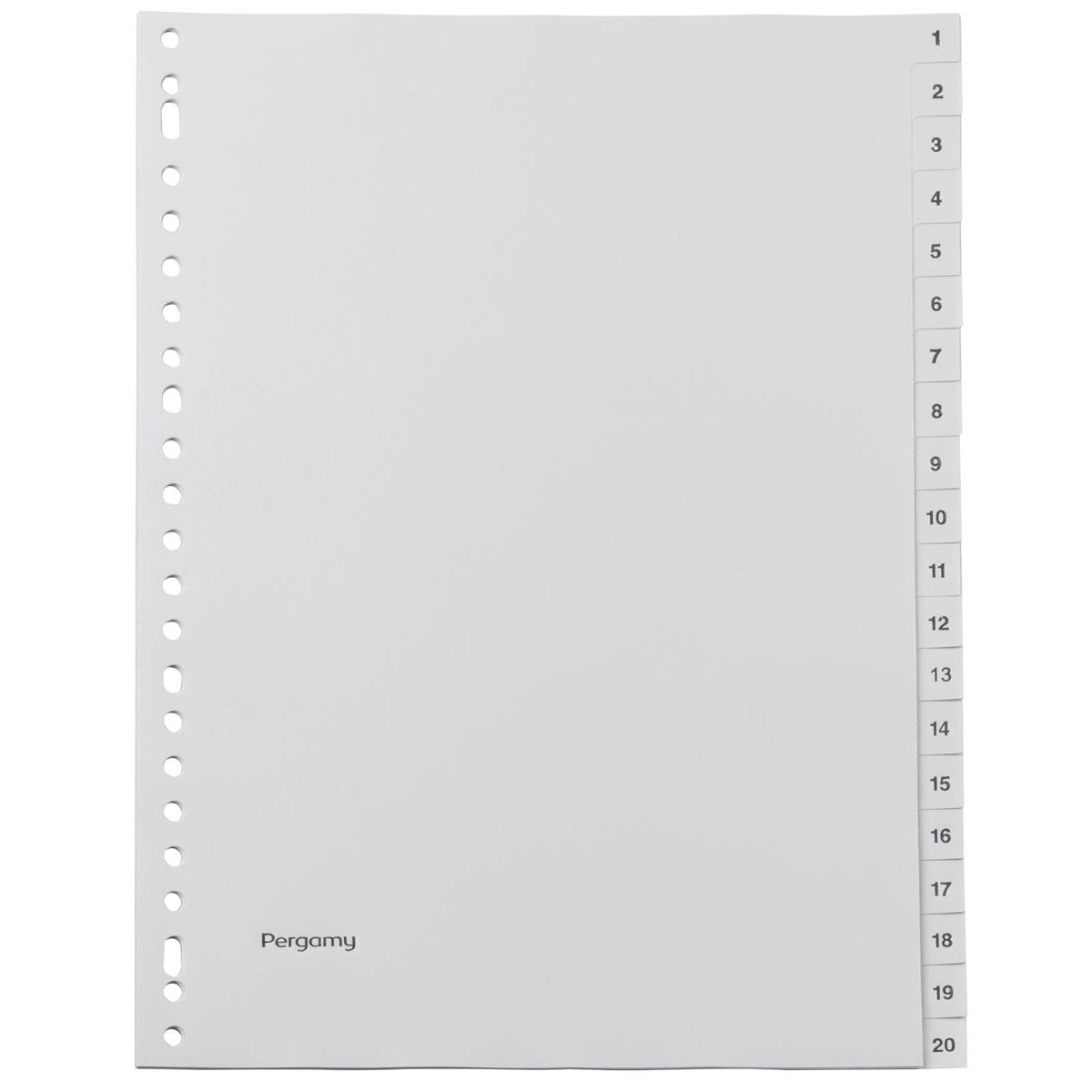 Pergamie - Registerblätter, ft A4, 23-Loch-Perforation, graues PP, Set 1-20