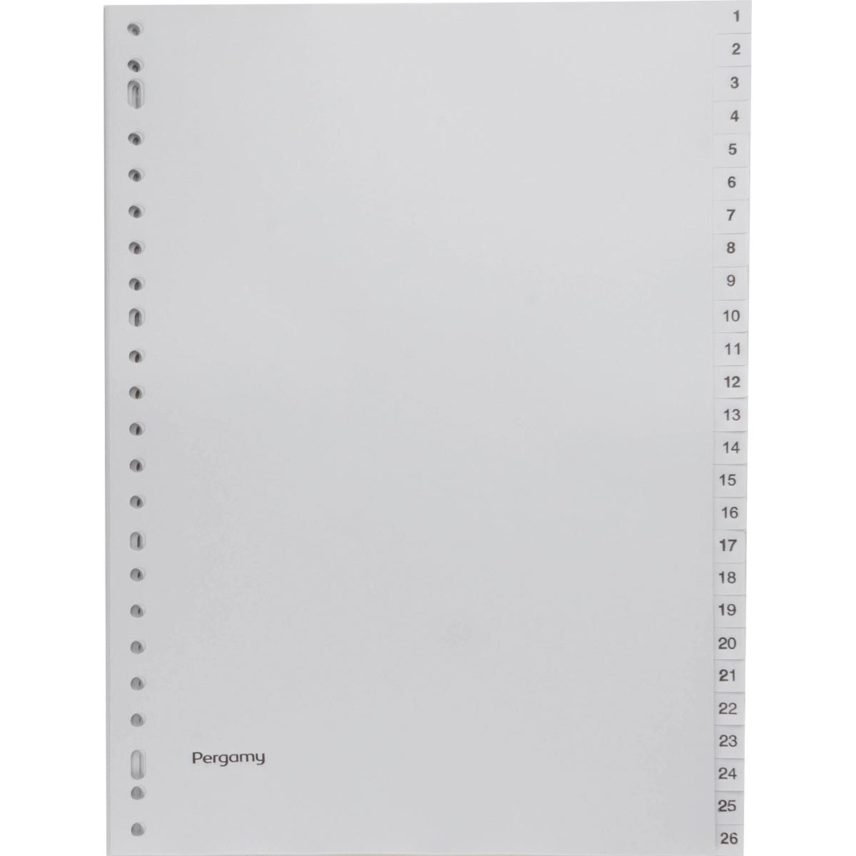 Pergamy - tabbladen, ft A4, 23-gaatsperforatie, grijze PP, set 1-52