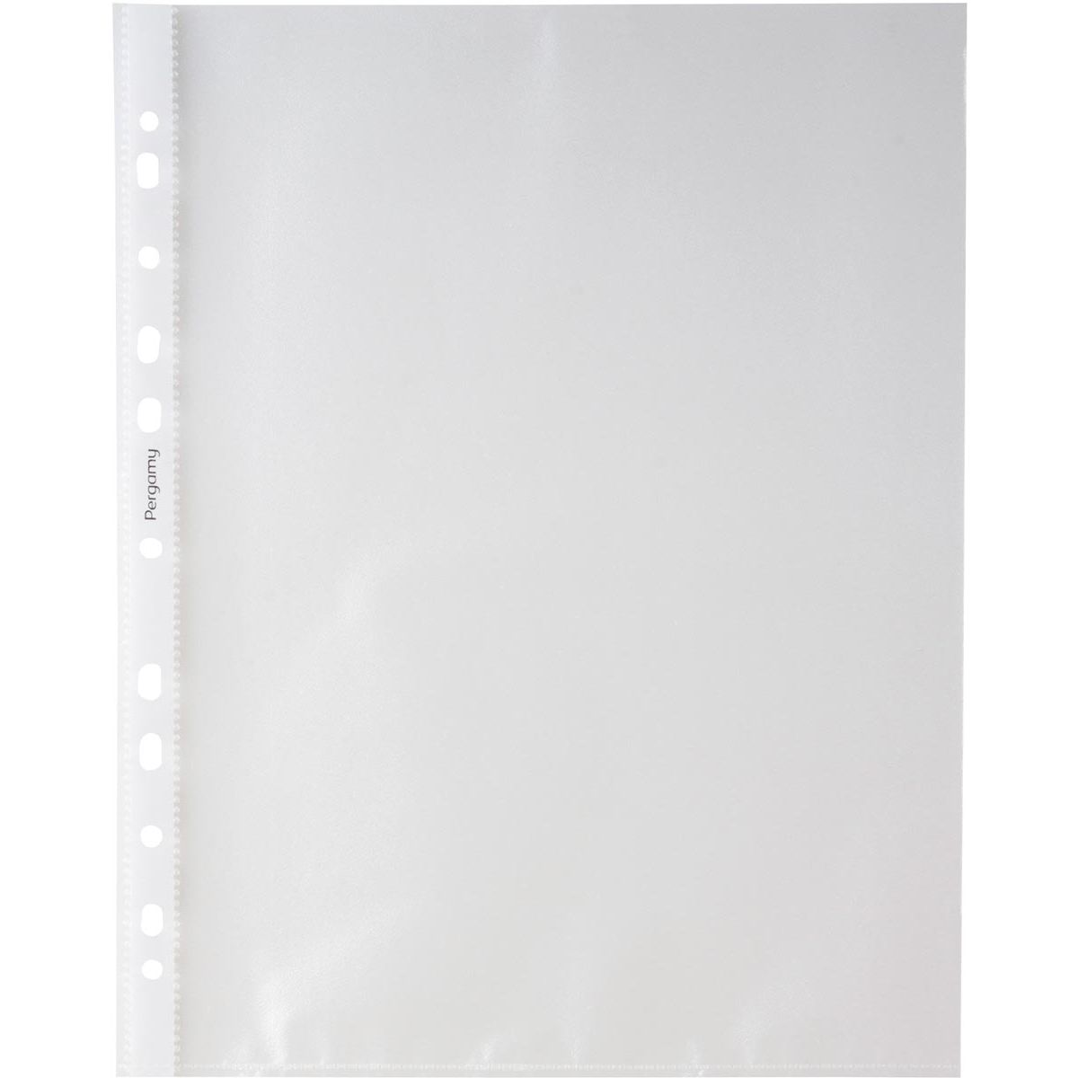 Pergamy - geperforeerde showtas, ft A4, 11-gaatsperforatie, gekorrelde PP van 50 micron, pak van 100 stuks