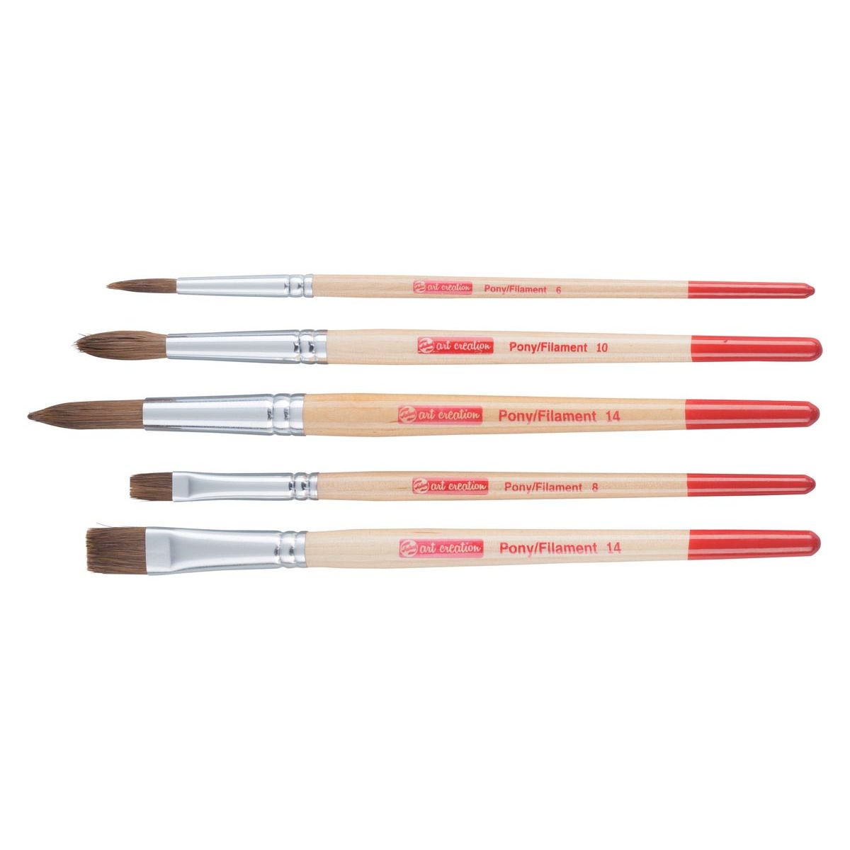 Talens Art Creation - Set de pinceaux aquarelle Art Creation polyester, set de 5 pinceaux