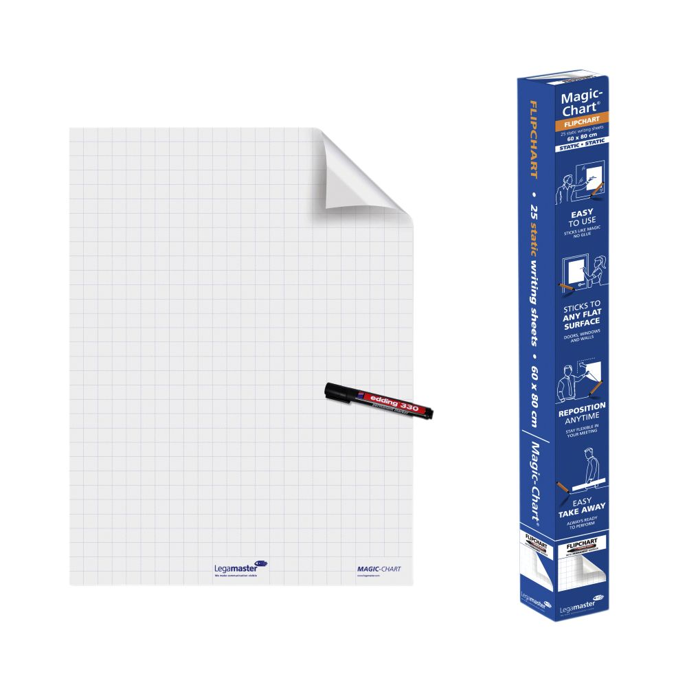 Legamaster - Tableau à feuilles Magic-Chart 600x800mm blanc avec losange 25 feuilles