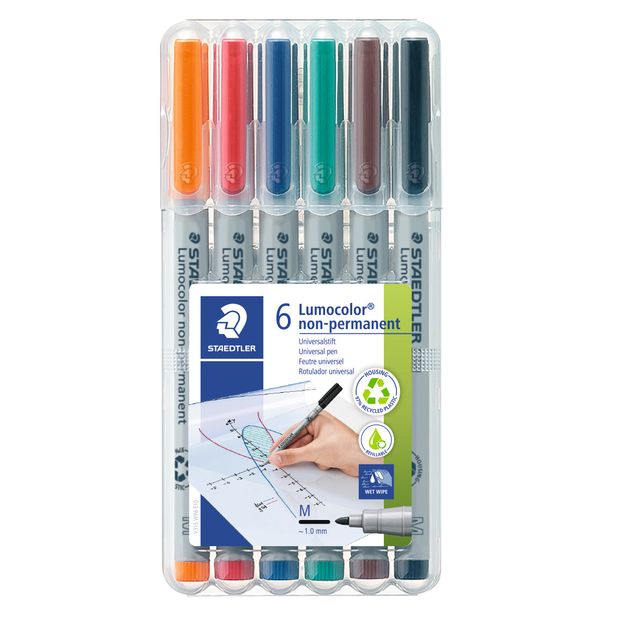 Staedtler - Viltstift Lumocolor 315 non permanent M set à 6 stuks assorti