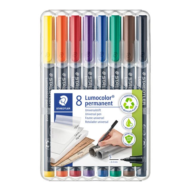 Staedtler - Feutre Lumocolor 313 permanent S lot de 8 pièces assorties