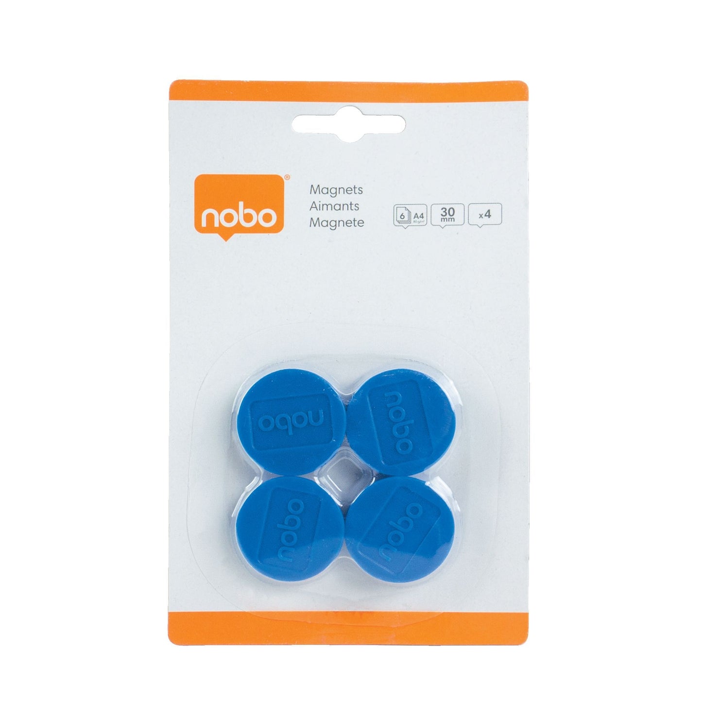 Nobo - Aimant 30mm bleu 4 pièces