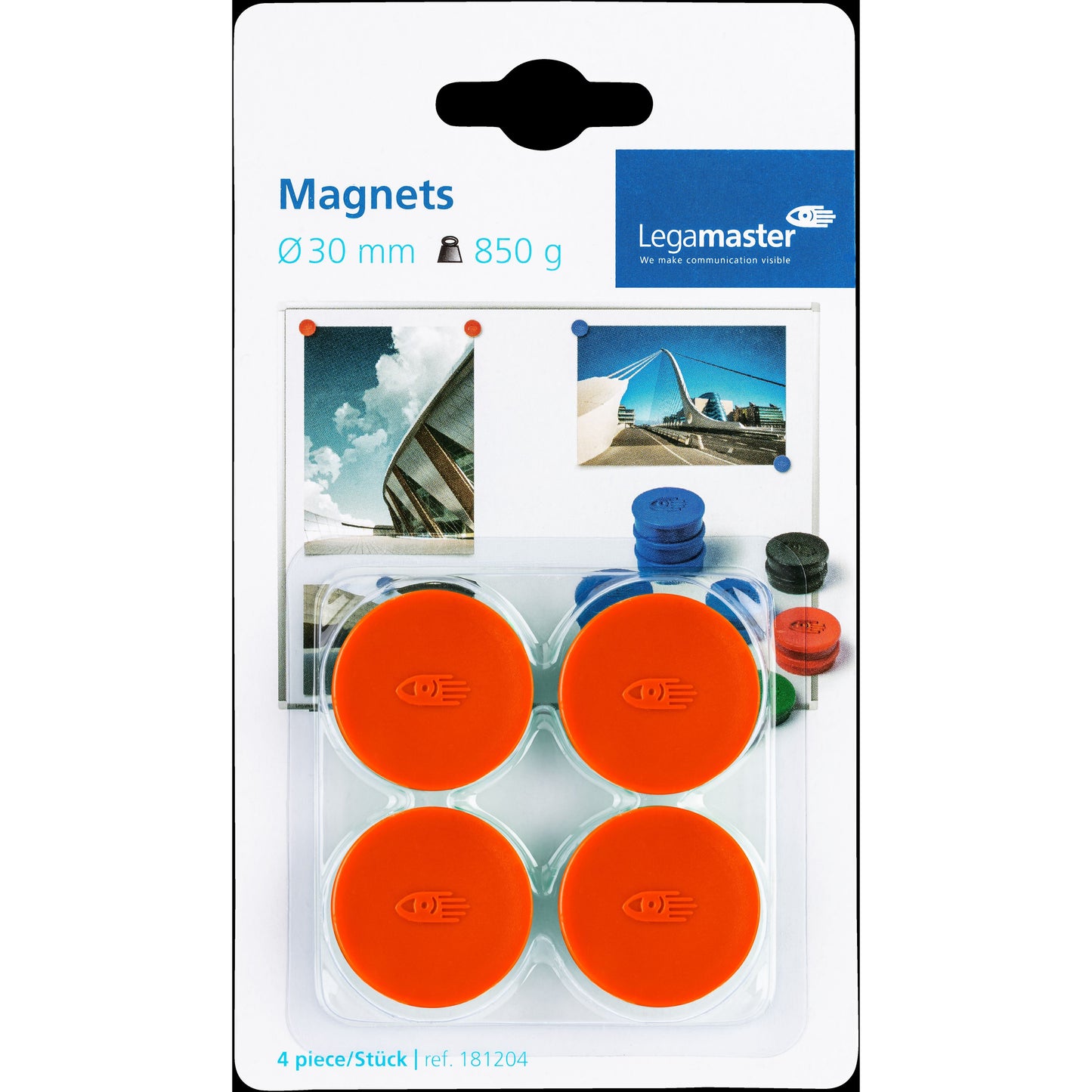 Legamaster - Magneet 30mm 850gr rood 4 stuks