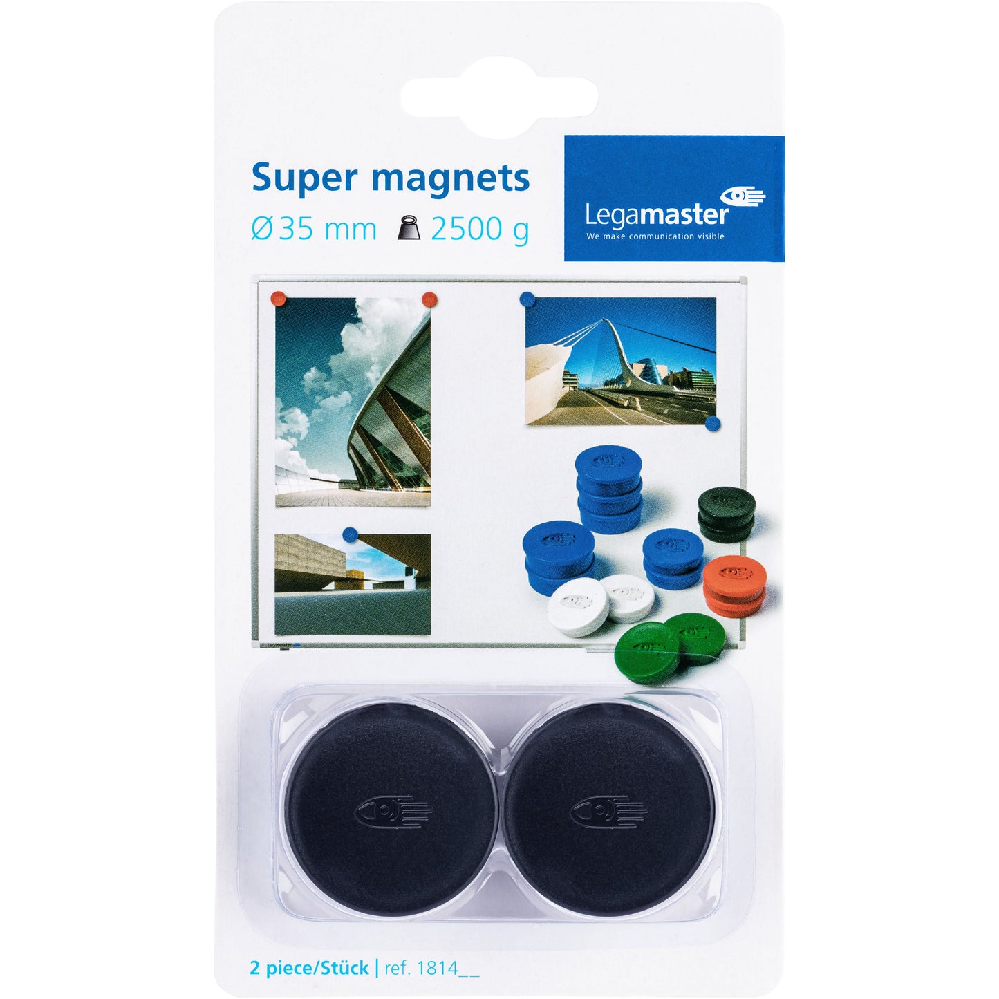 Legamaster - Magneet 35mm super 2500gr zw 2st | 10 stuks
