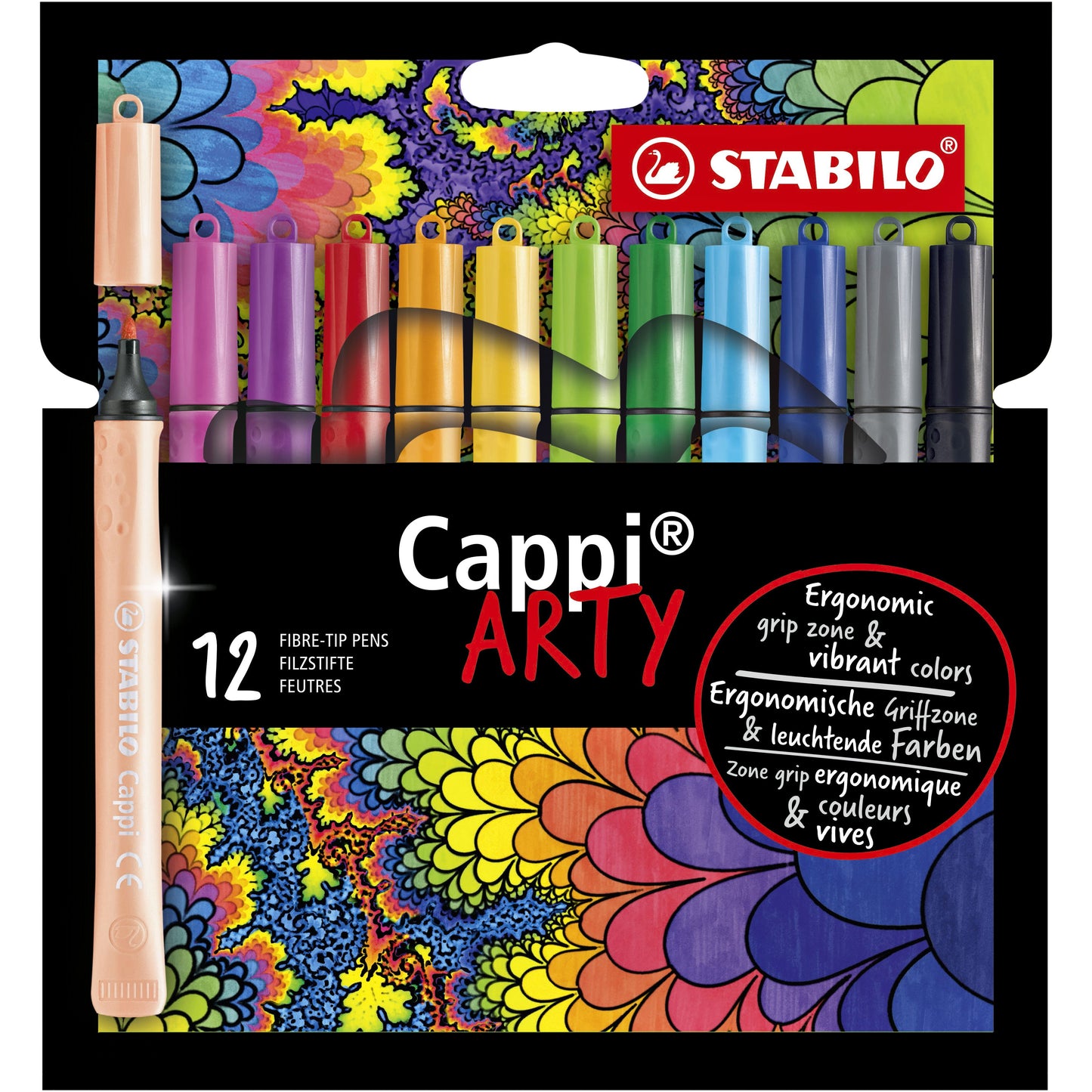 Stabilo - Filzstift Cappi 168/12 Arty mittel sortiert, Etui mit 12 Stück