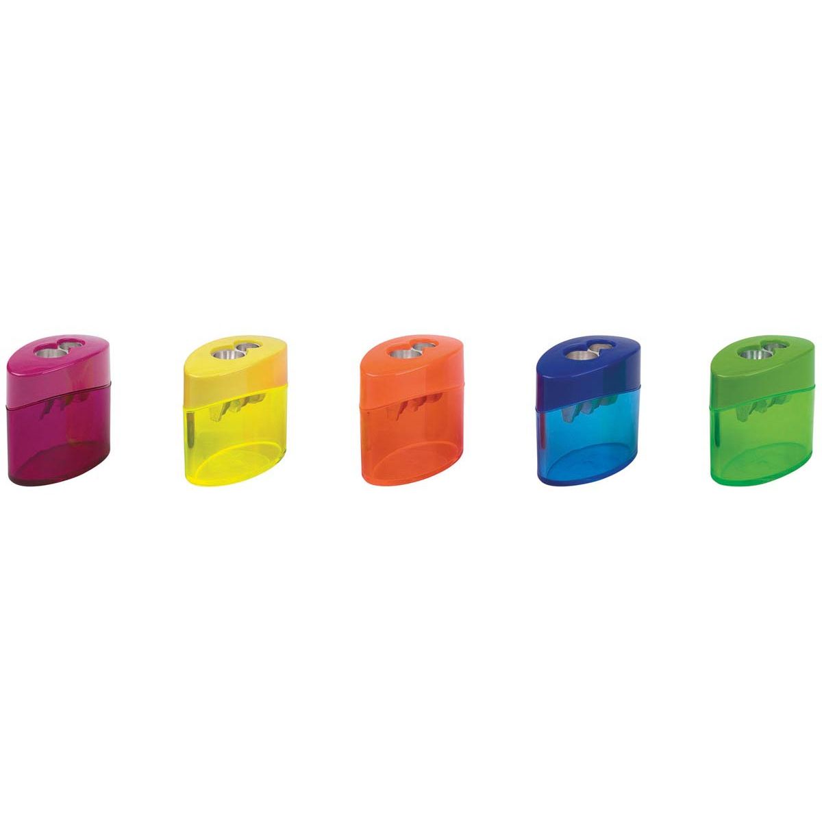 M+R - taille-crayon Elliptic Swing, 2 trous, avec réservoir, boîte de 10 pièces, couleurs assorties