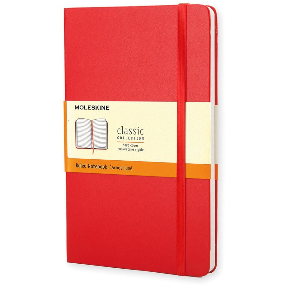 Moleskine - notitieboek, ft 13 x 21 cm, gelijnd, harde cover, 240 blad, rood