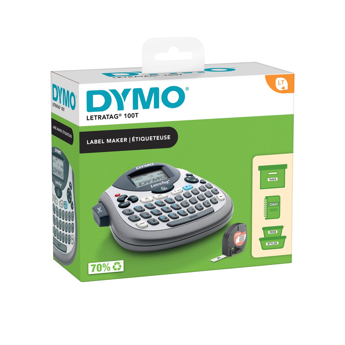 Dymo - Imprimante d'étiquettes LetraTag 100T portable azerty 12mm argent