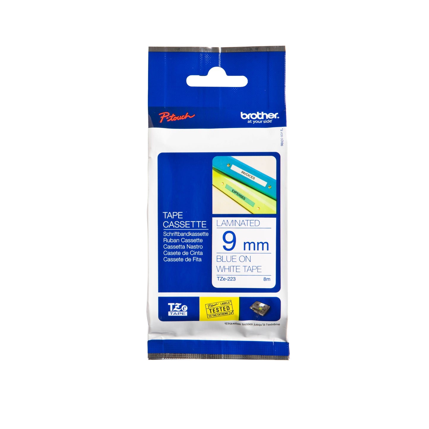 Brother - Labele P-touch TZe-223 standard 9mm bleu sur blanc