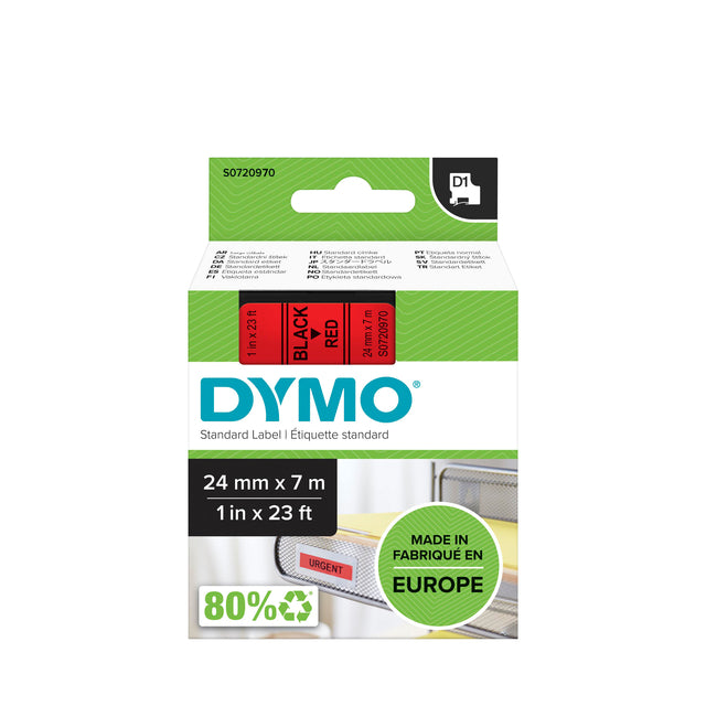Dymo - Labele LabelManager D1 polyester 24mm noir sur rouge