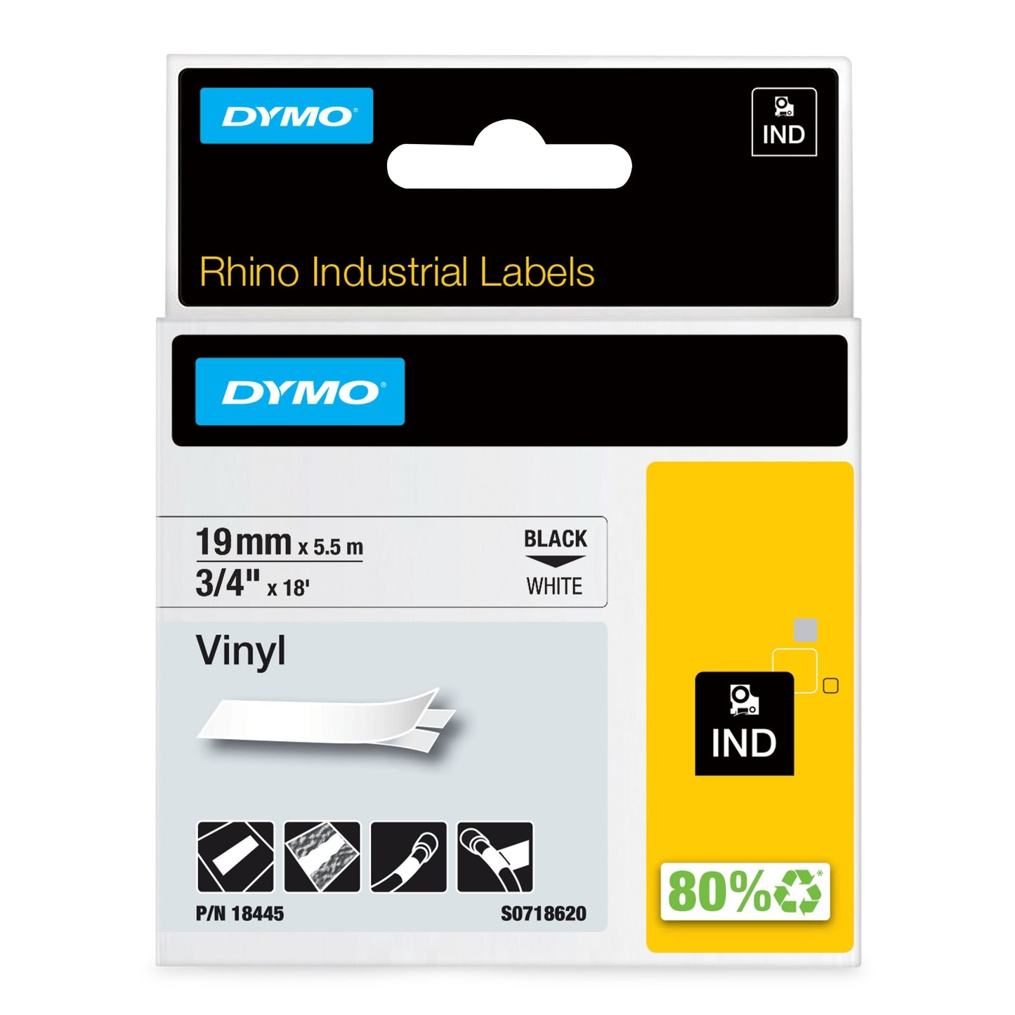 Dymo - Vinyle industriel Labele rhino 19mm blanc