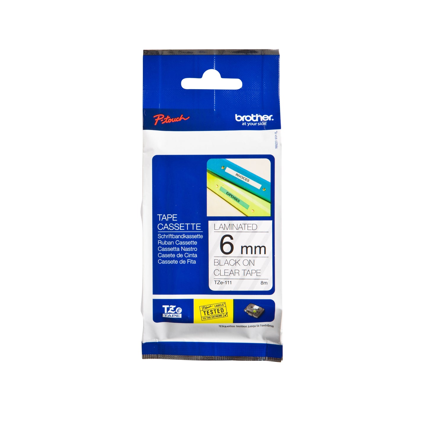 Brother - Labele P-touch TZe-111 standard 6mm noir sur transparent