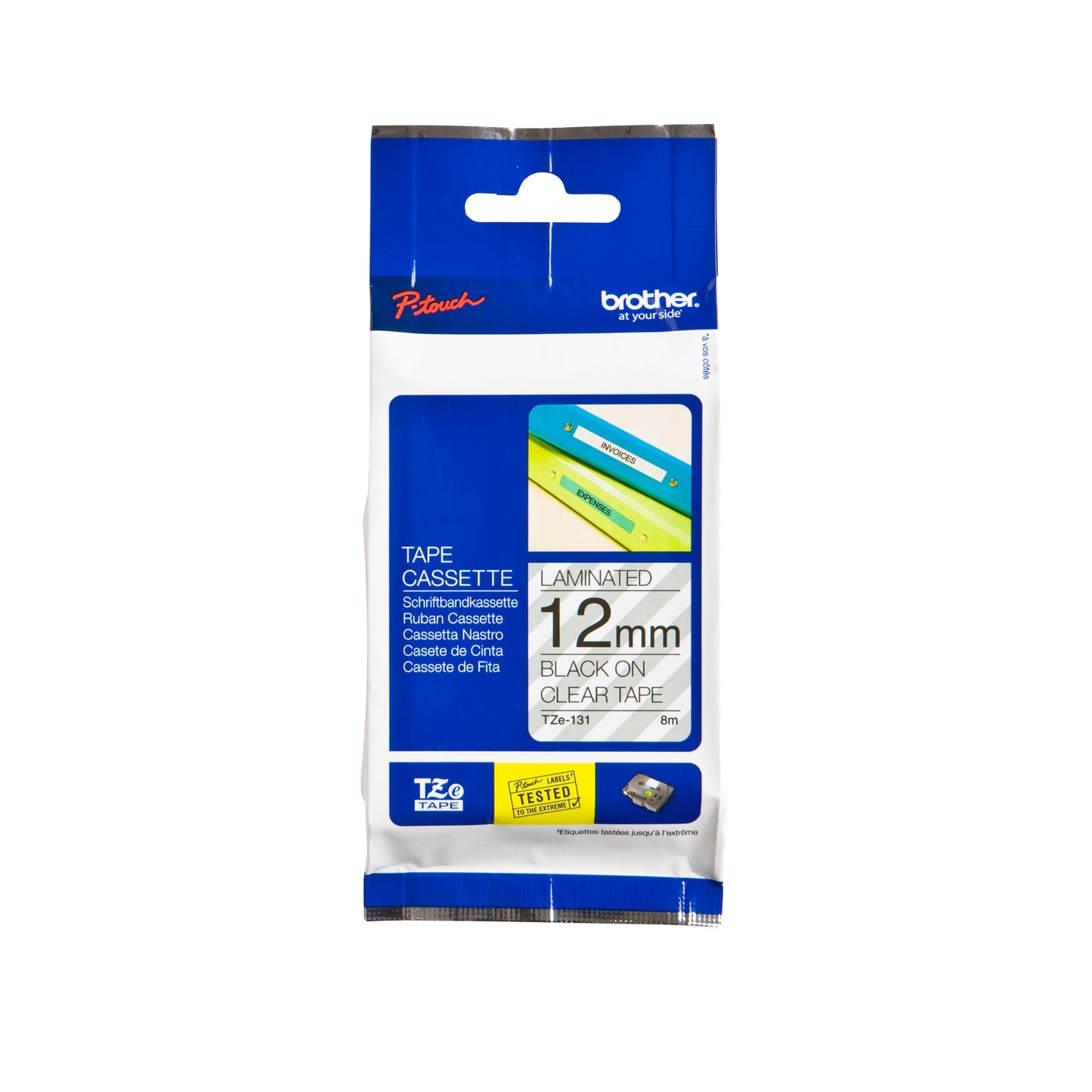 Brother - Labele P-touch TZe-131 standard 12mm noir sur transparent