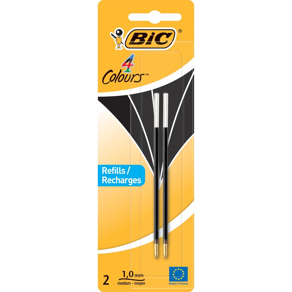 Bic - vulling voor balpen 4 Colours Medium, blister met 2 stuks, zwart