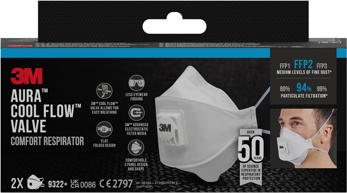 3M - Staubmaske 3m Aura 9322 FFP2 Ventil 2 Stk