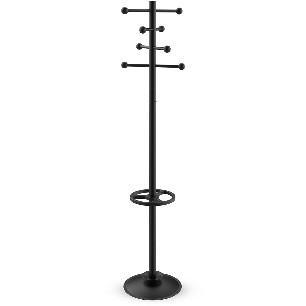 Maul - kapstok Saphir, uit metaal, hoogte 171 cm, 8 ophanghaken met parapluhouder, zwart RAL9004