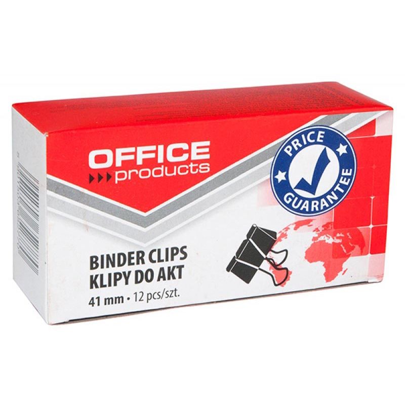 OFFICE products - foldbackclip, zwart, 41 mm, doos van 12 stuks