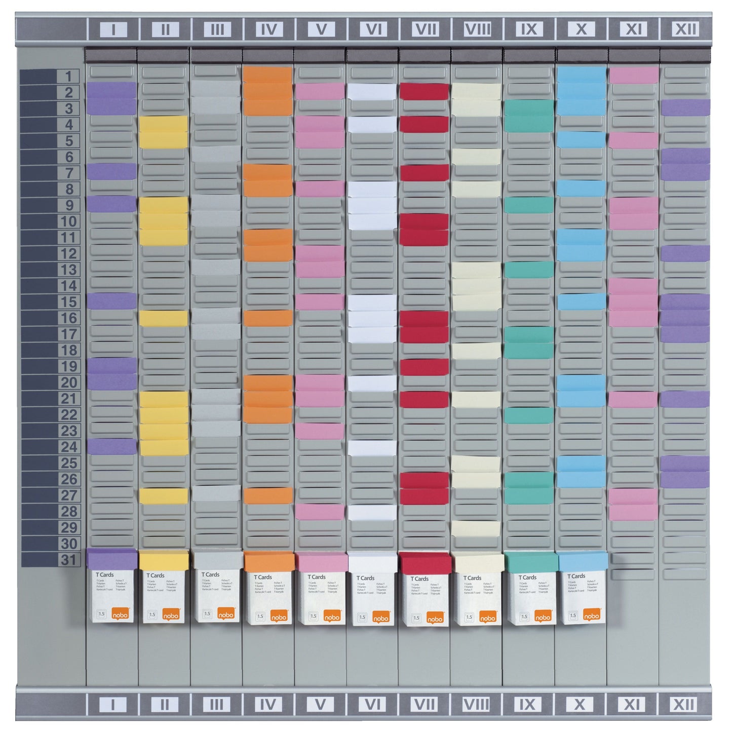 Nobo - Set de planification professionnel T-card 12 panneaux avec 32 emplacements