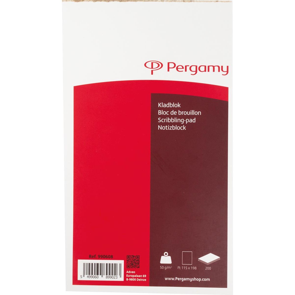 Pergamy - bloc-notes, pi 11,5 x 19,8 cm, 200 feuilles, uni