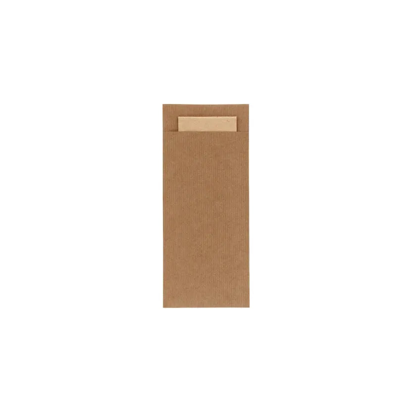 Bestekpochet 80x185mm bruin kraft + naturel servet 600 stuks