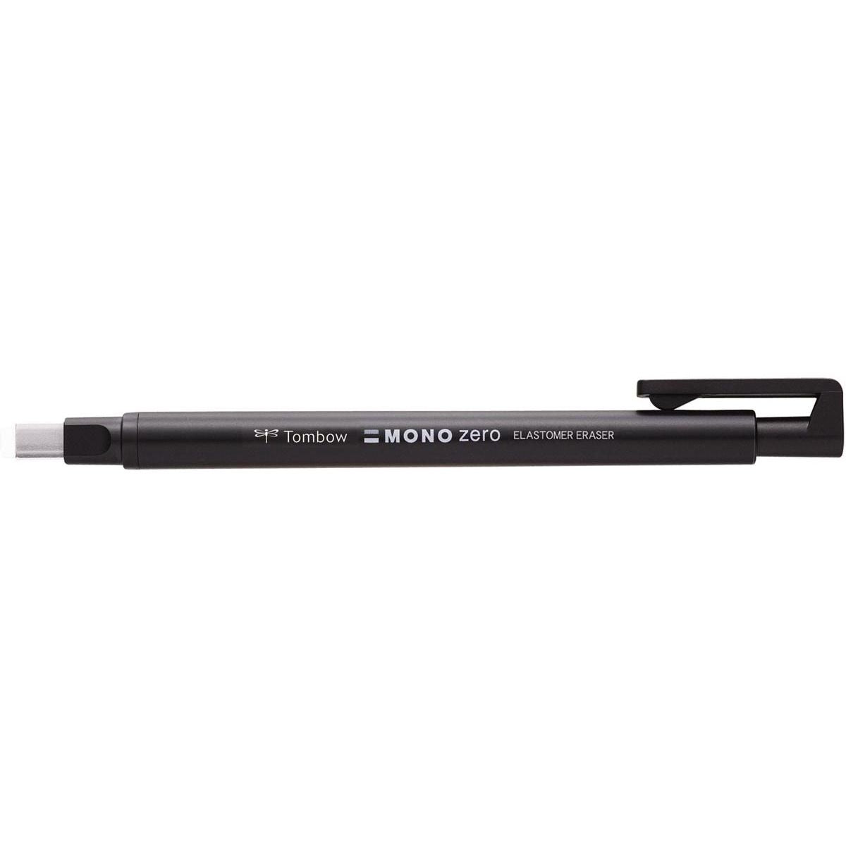 Tombow - Stylo gomme MONO zéro à pointe rectangulaire, rechargeable, noir