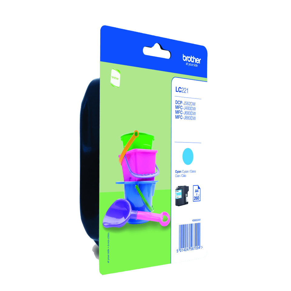 Brother - LC221CBP inktcartridge 1 stuk(s) Origineel Normaal rendement Cyaan