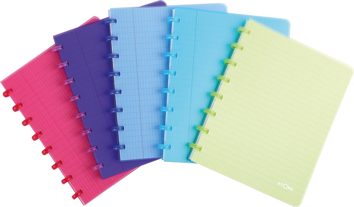 Atoma - Carnet Trendy, ft A5, 144 pages, PP, damier commercial, couleurs assorties