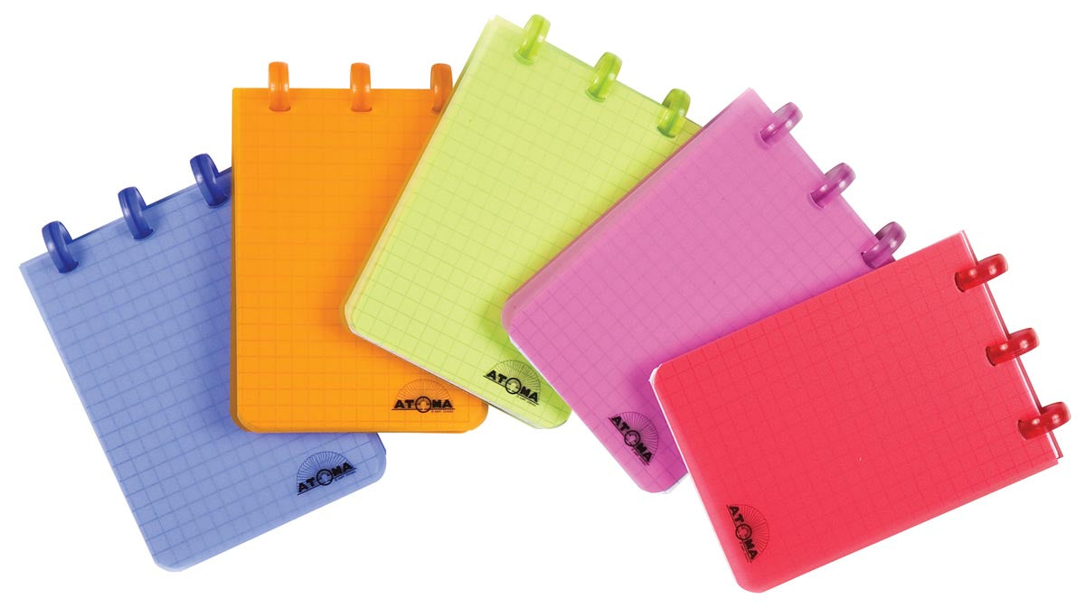 Atoma - Carnet Trendy, ft A7, 120 pages, PP, quadrillé 5 mm, couleurs assorties