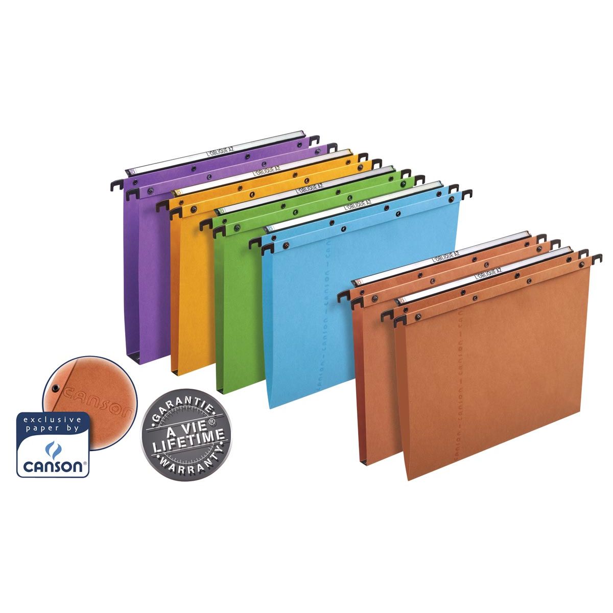 Elba - Dossiers suspendus L'Oblique pour tiroirs AZO entraxe 390 mm (foolscape), fond 30 mm, orange