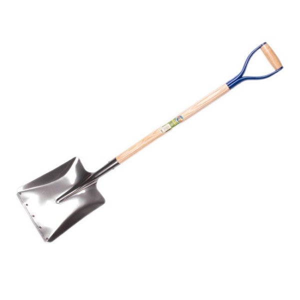 Aluminium ballastschop met slijtstrip houten D-greepst. 85 cm