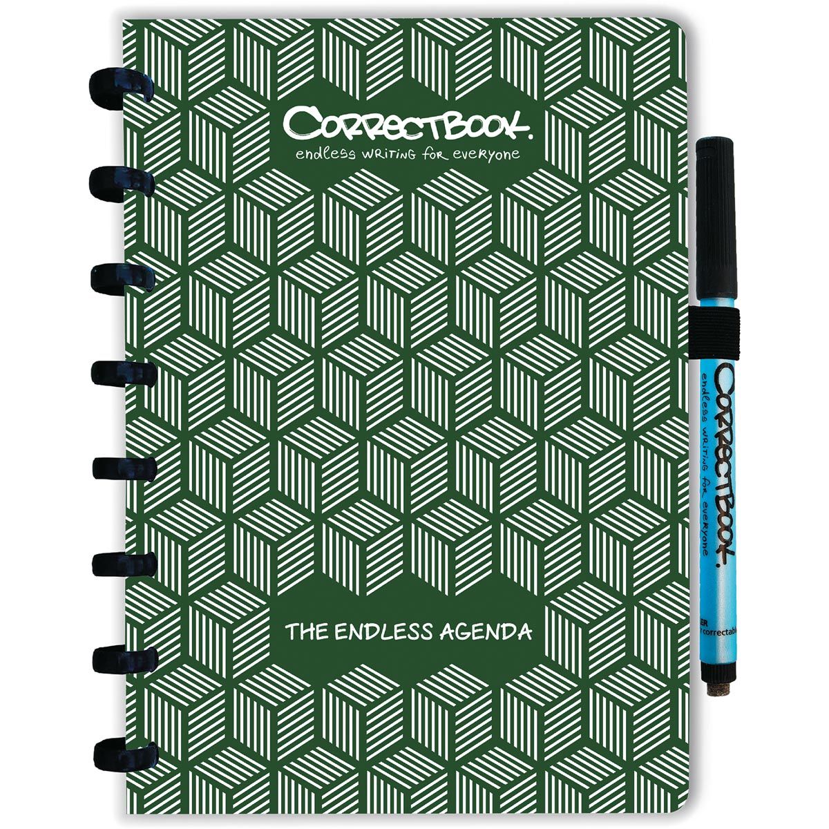 Correctbook - Endless Agenda A5, uitwisbaar / herbruikbaar, Forest Green (donkergroen)
