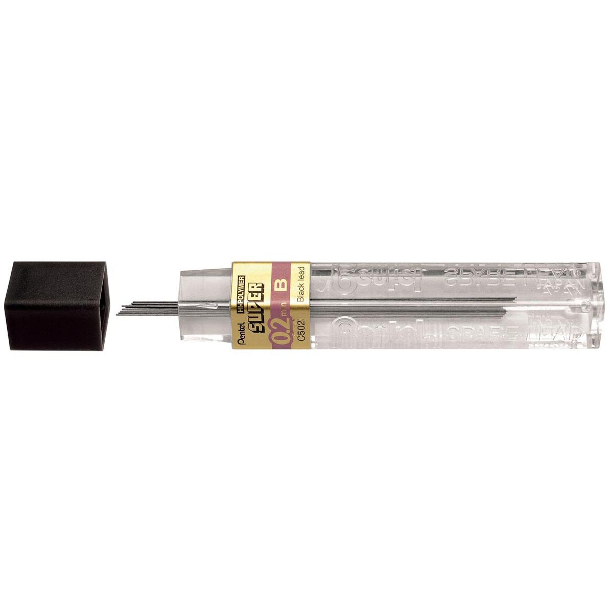 Pentel - mines de crayon, 0,2 mm, B, étui de 12 pièces