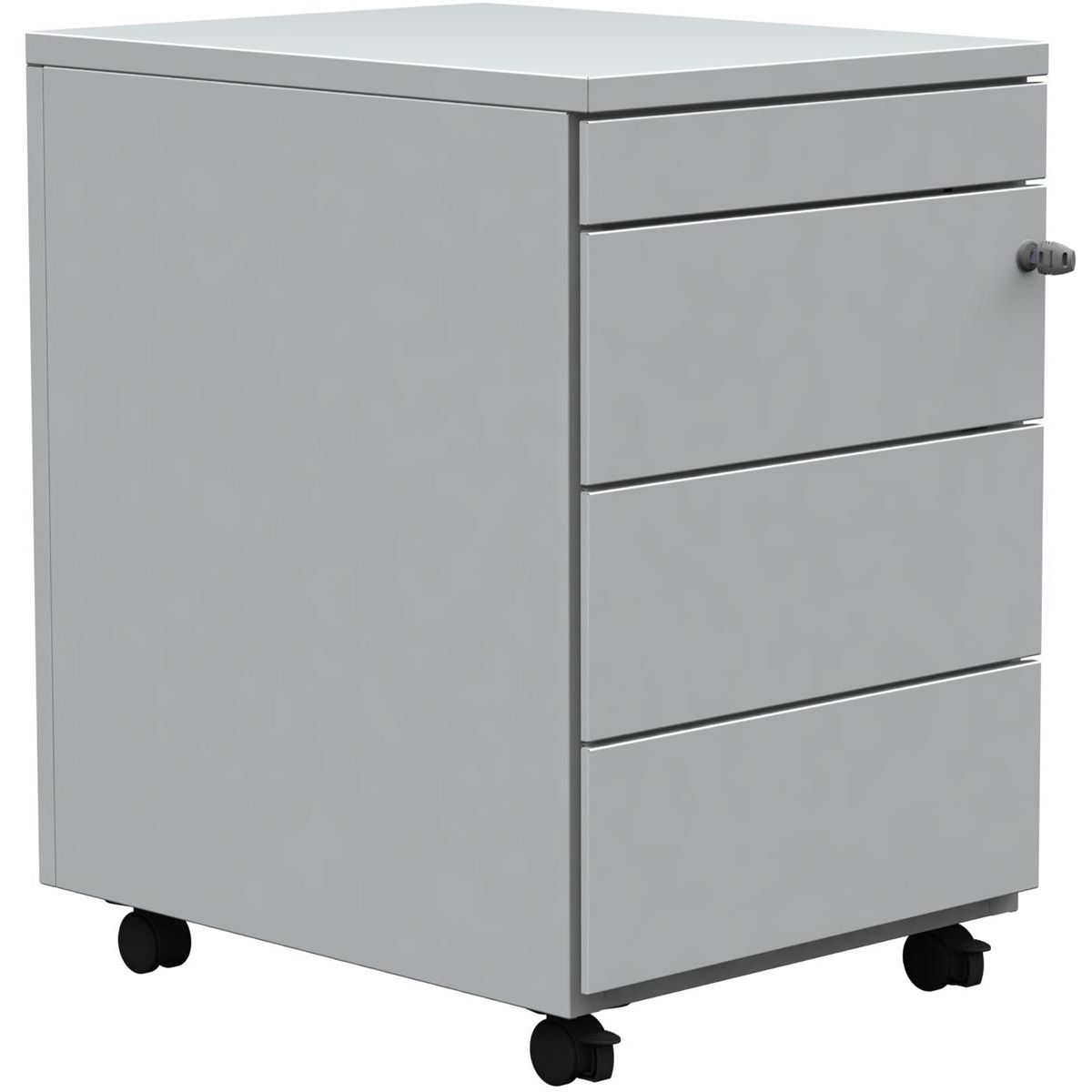 Klika - Caisson à tiroirs mobile, 3 tiroirs + tiroir à stylos, blanc