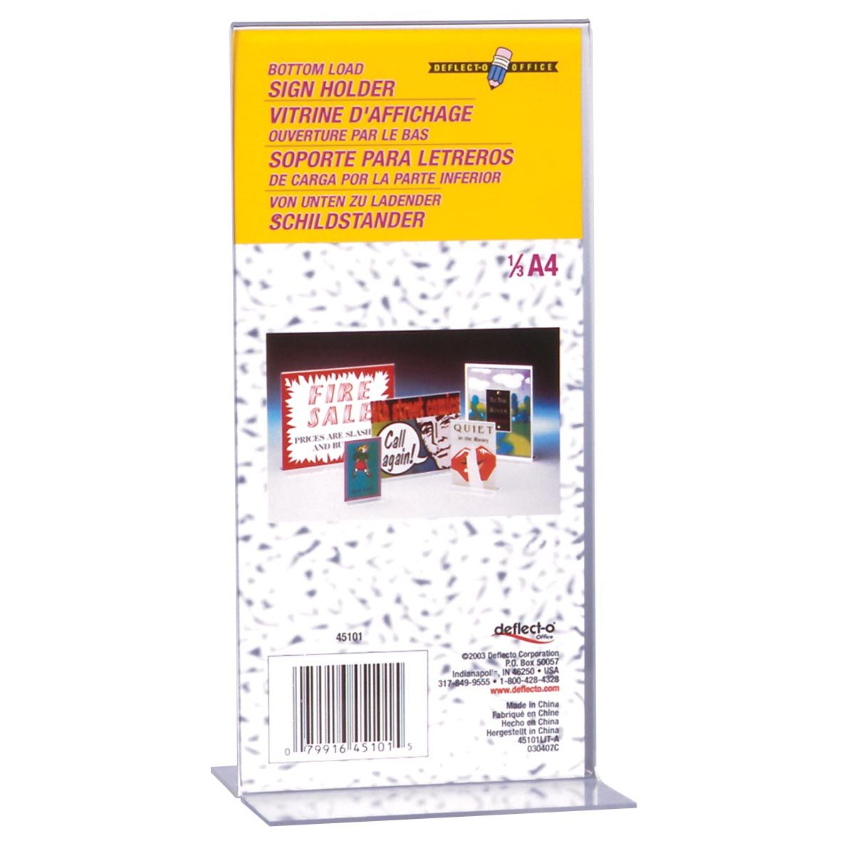 Deflecto - folderhouder T-voet portrait, ft 1/3 A4