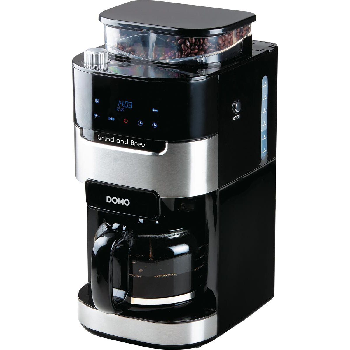 Domo - koffiezeparaat Grind and Brew, digitaal, 1,5 liter, zwart