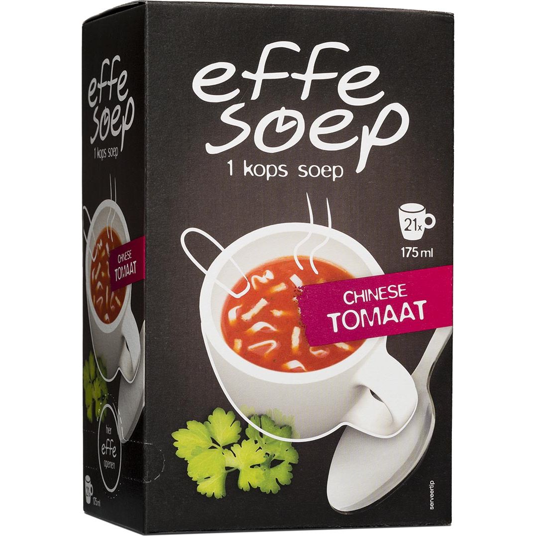 Effe soep - 1-kops, Chinese tomaat, 175 ml, doos van 21 zakjes