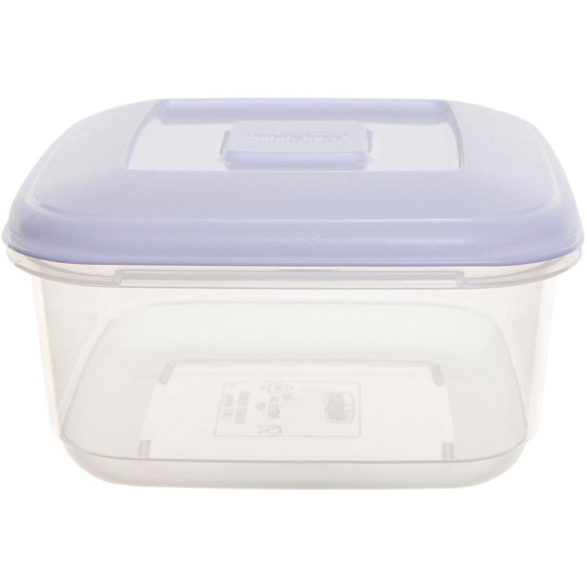Whitefurze - récipient alimentaire carré 1,6 litres, transparent avec couvercle blanc