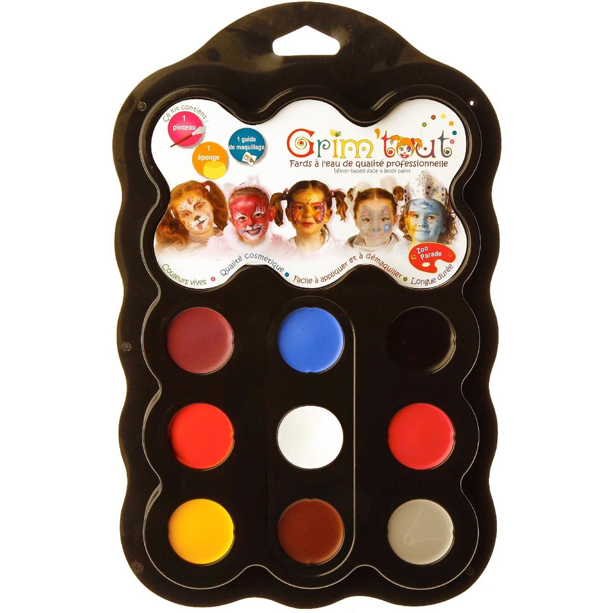 Bouhon - Palette de maquillage Grim'tout Zoo Parade, 9 couleurs